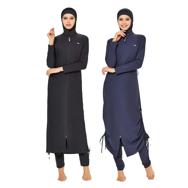 Maillot de bain 3 pièces modeste Burkini , Hijab à manches longues