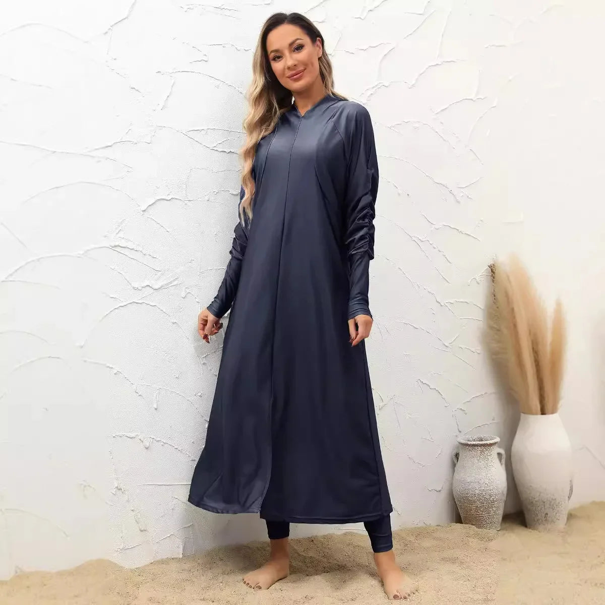 Burkini Abaya 3 pièces ensemble noir modeste maillots de bain femmes avec bonnet de bain